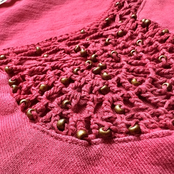 NWT We The Free FP Terra Cotta Front Lace Crochet Scoop Neck T-Shirt Size XS - Picture 7 of 14